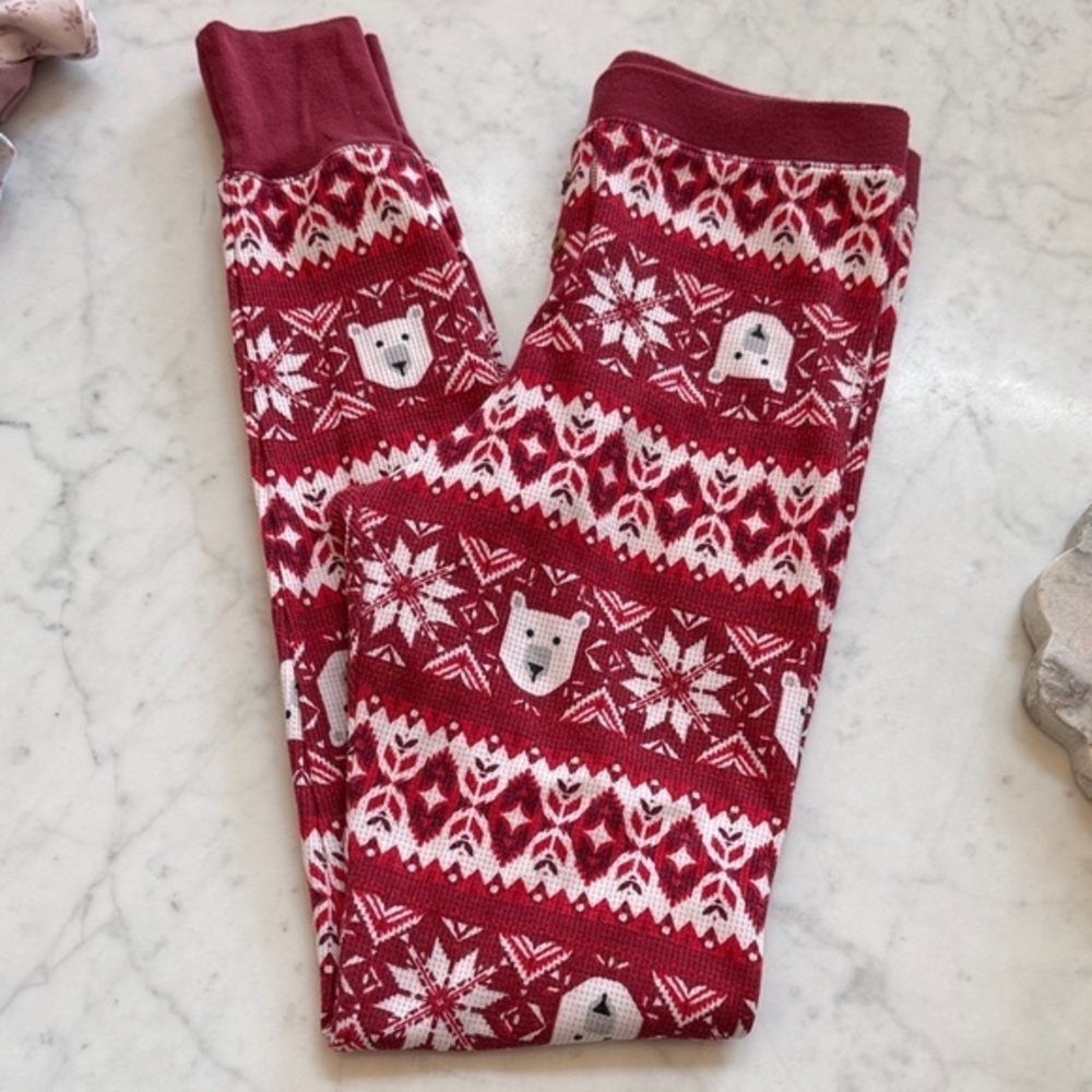 Women’s Christmas Pajama Pants Polar Bear Fair Isle Red White XS Old Navy